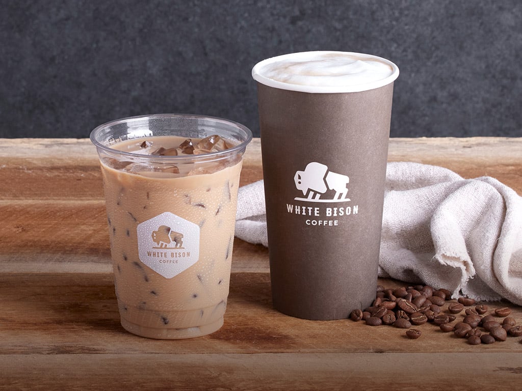 White Bison Iced Coffee and Hot Coffee