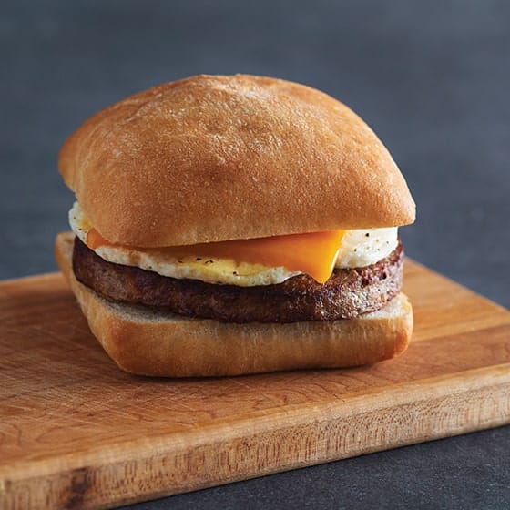 White Bison Sausage Egg and Cheddar Ciabatta